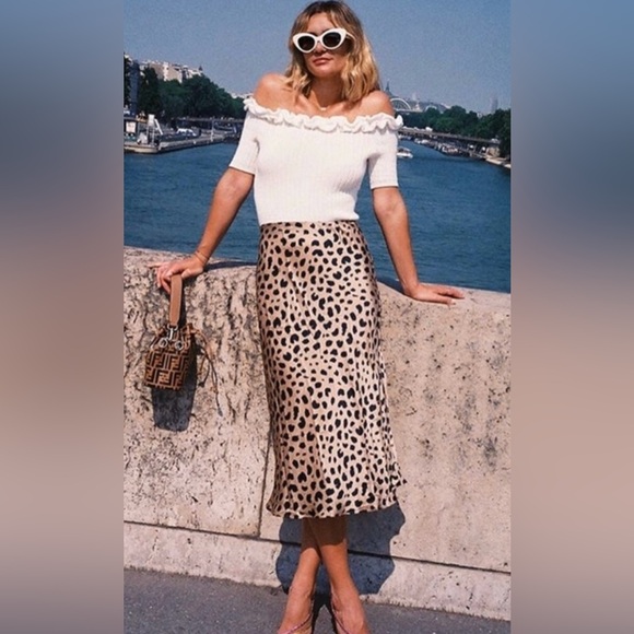 RACHEL ZOE LEOPARD PRINT MIDI SLIP SKIRT SIZE 8 - Picture 11 of 11